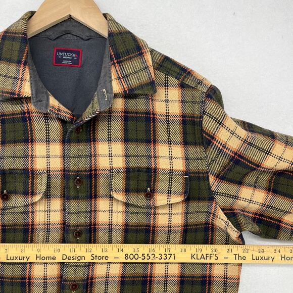 UNTUCKIT Shirt Mens M Speyer Heavy Flannel Brushed Plaid Lumberjack Cotton Green - Picture 12 of 14